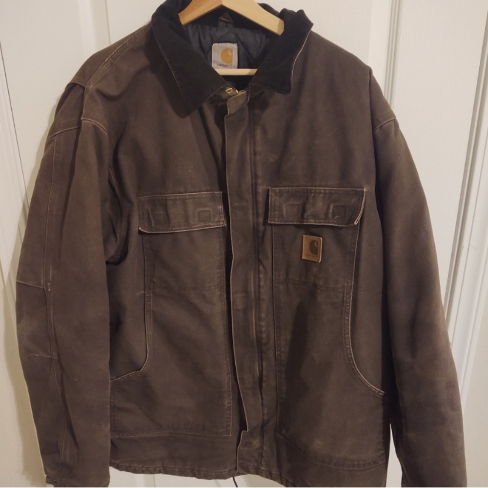 Carhartt Sandstone Duck Quilt Lined Jacket  Dark Brown Size XL REG